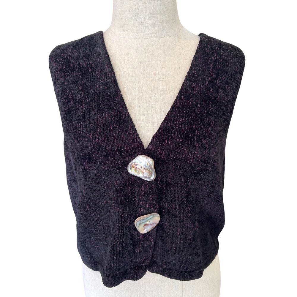 Vintage Jamie Kreitman Vest Small Medium Black Purple Art to Wear Whimsigothic